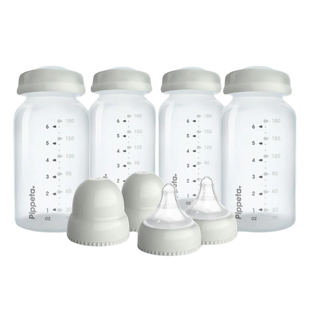 Pippeta Milk Storage Bottles, Teats & Lids Pack Of 4