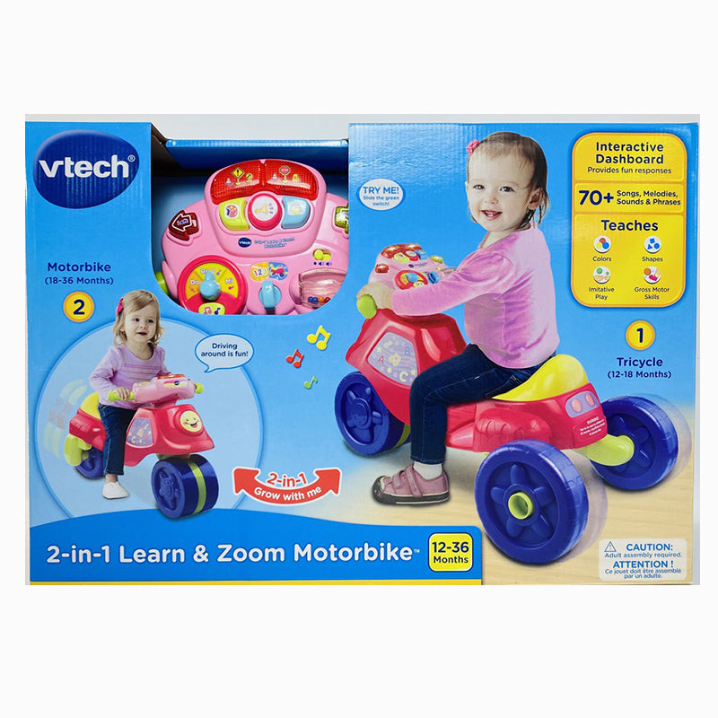 Vtech Rideon 2 in 1 Ride Learn And Zoom Motorbike Pink