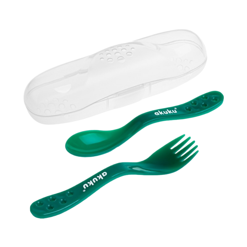 Akuku Cutlery Set In Case Grey/Green