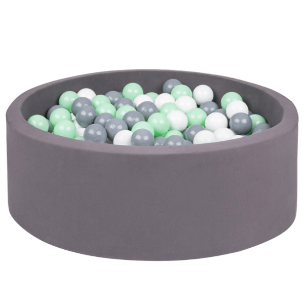 Larisa & Pumpkin Organic Cotton Grey Ball Pit with 200 (Grey/Mint/White) Balls