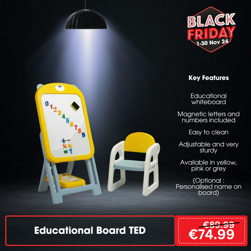 Ted Educational Board and Chair Set Yellow/Grey/Pink