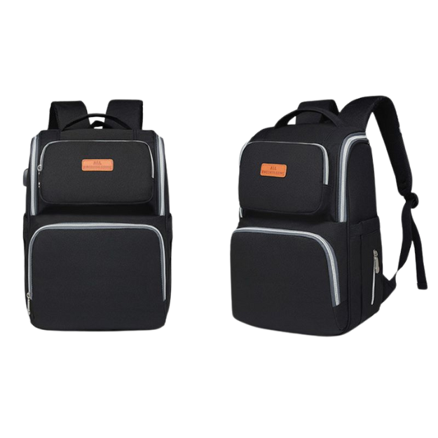 Nappy Backpack With USB 28litres Black/Grey