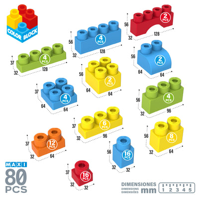 ColorBlock Bucket with 35pcs/50pcs Colourful Blocks