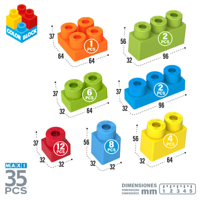 ColorBlock Bucket with 35pcs/50pcs Colourful Blocks