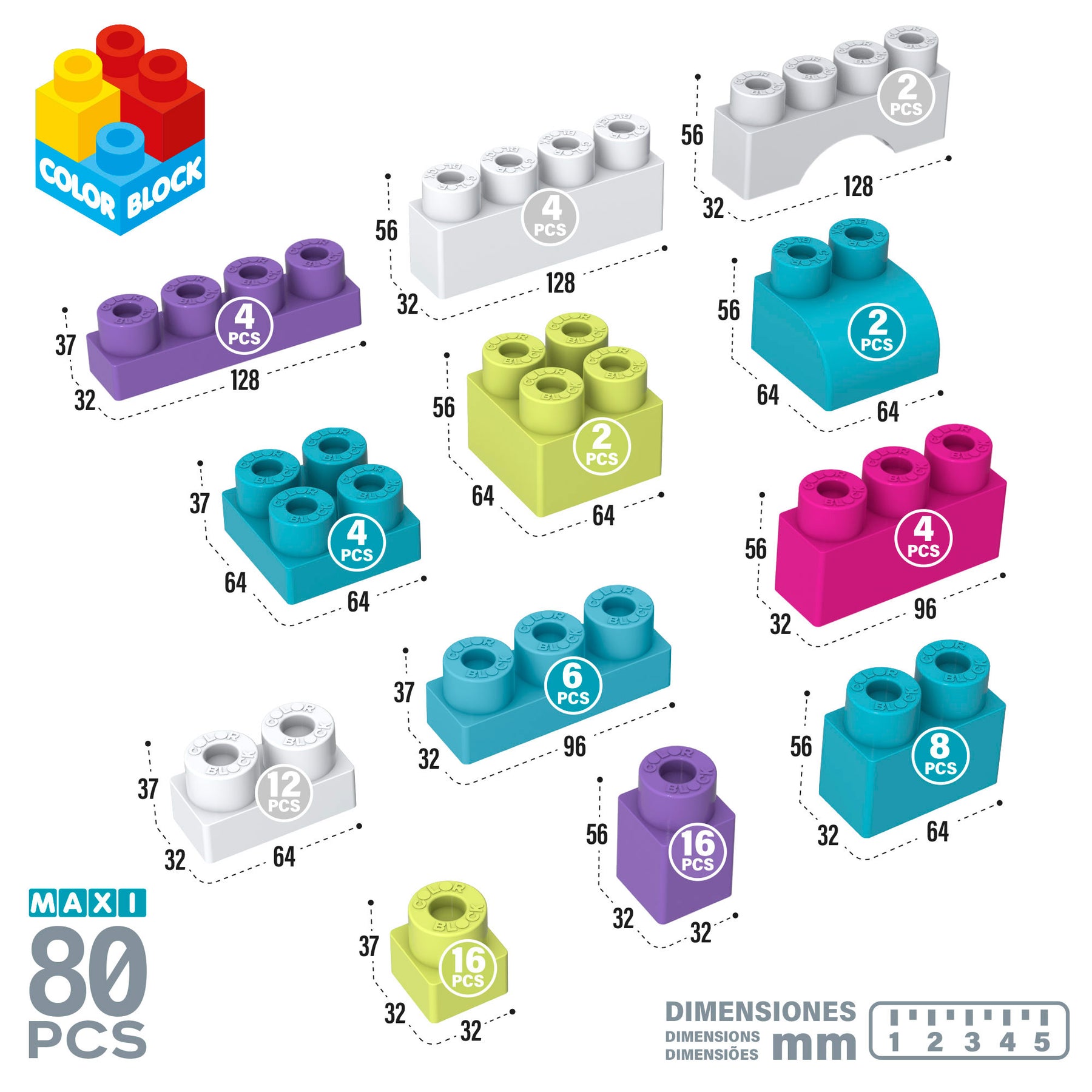 Packing Color Blocks ColorBlock Bag with 60pcs/80pcs Colourful Blocks – Toytastic Malta