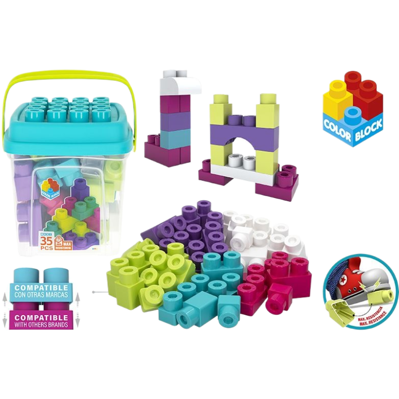 ColorBlock Bucket with 35pcs/50pcs Colourful Blocks