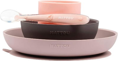 Nattou Silicone Baby Feeding Set, 4 pcs