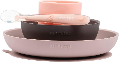 Nattou Silicone Baby Feeding Set, 4 pcs