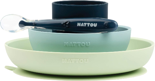 Nattou Silicone Baby Feeding Set, 4 pcs