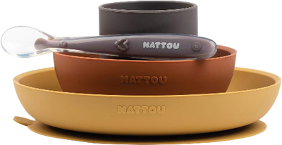 Nattou Silicone Baby Feeding Set, 4 pcs