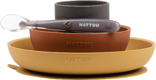 Nattou Silicone Baby Feeding Set, 4 pcs