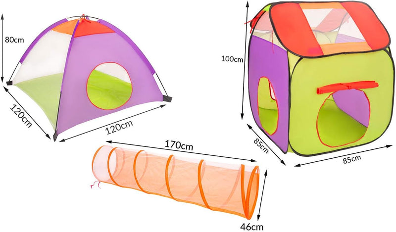 Selonis 3in1 Play Tent With Tunnel Playground For Kids