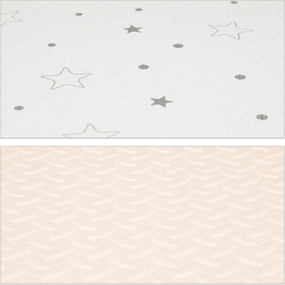 8-Piece EVA Foam Puzzle Mat, Free from Toxic Substances, Stars and Dots, White/Grey 2m x 1m