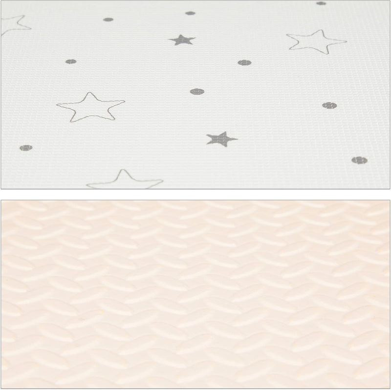 8-Piece EVA Foam Puzzle Mat, Free from Toxic Substances, Stars and Dots, White/Grey 2m x 1m