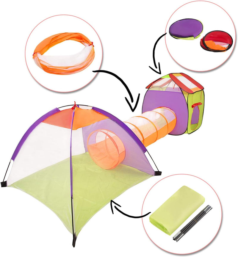 Selonis 3in1 Play Tent With Tunnel Playground For Kids