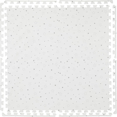 8-Piece EVA Foam Puzzle Mat, Free from Toxic Substances, Stars and Dots, White/Grey 2m x 1m