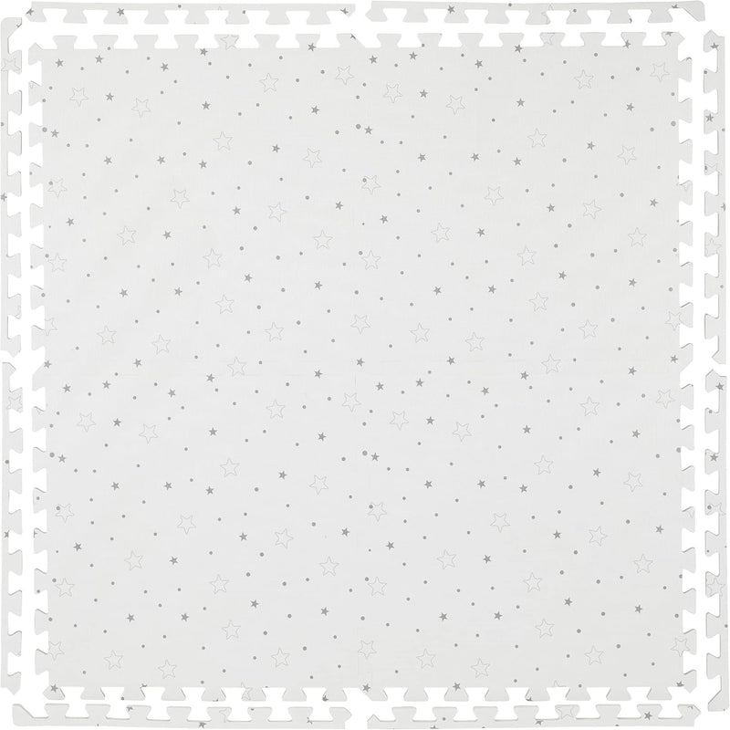 8-Piece EVA Foam Puzzle Mat, Free from Toxic Substances, Stars and Dots, White/Grey 2m x 1m