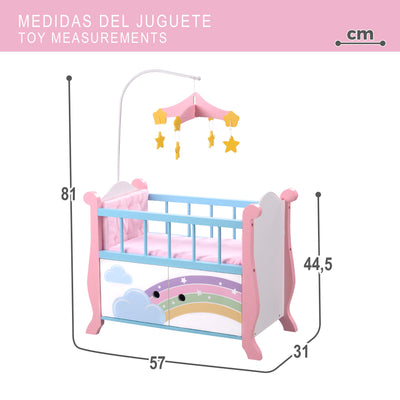 Wooden Kids Doll Crib