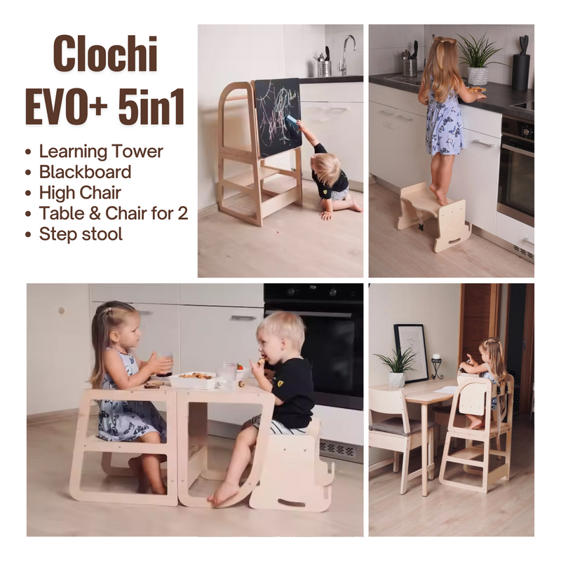 Clochi EVO+ 5-in-1 Montessori High Chair / Learning Tower
