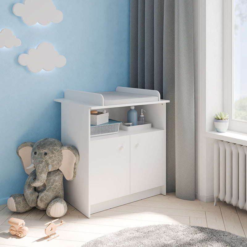 Helicia Baby Changing Unit With Doors White