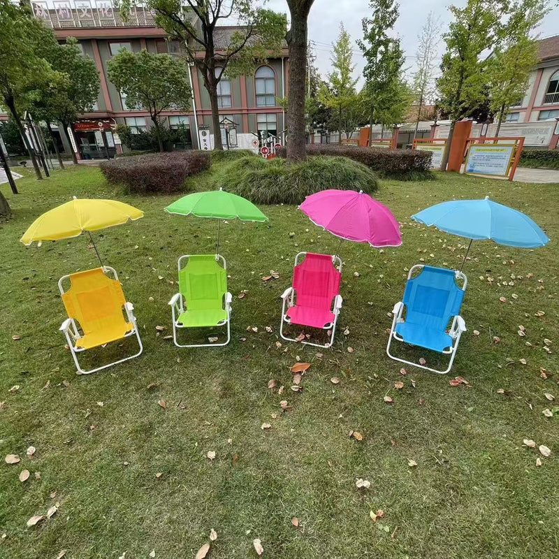 Outdoor Folding Kids Beach Chair With Umbrella Yellow/Green/Pink/Blue