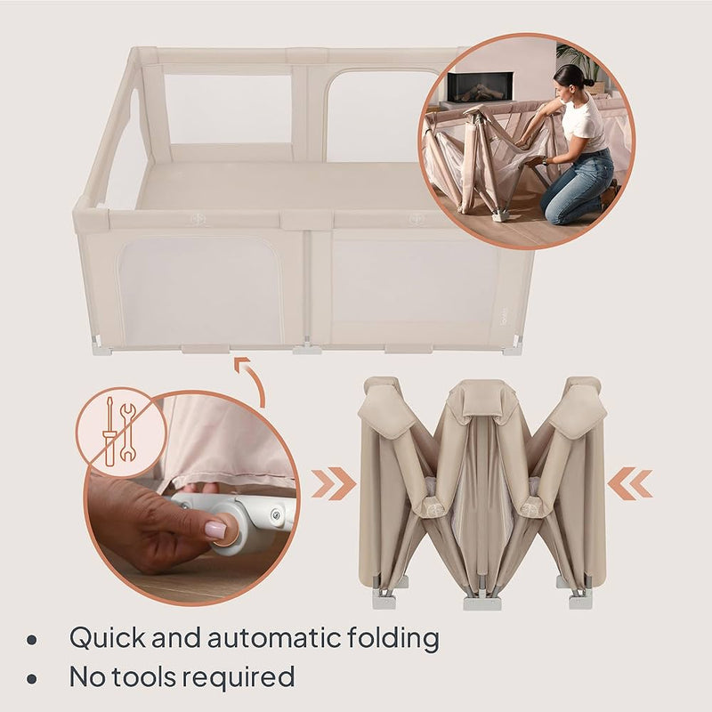 Lionelo Florence Grey/Beige Easy Fold Playpen