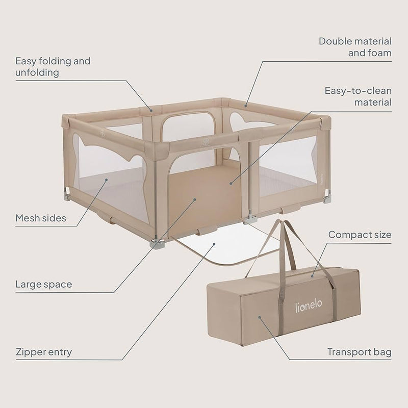 Lionelo Florence Grey/Beige Easy Fold Playpen