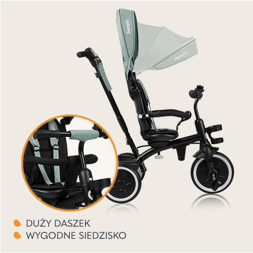 Lionelo Berry Grey/Pink/Green - Lightweight 2in1 Tricycle