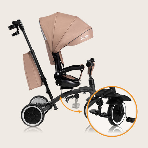 Lionelo Tris Plus Grey/Pink/Beige/Blue - Foldable 2in1 Tricycle