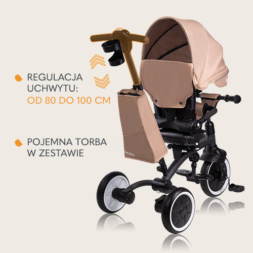 Lionelo Tris Plus Grey/Pink/Beige/Blue - Foldable 2in1 Tricycle