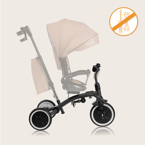 Lionelo Tris Plus Grey/Pink/Beige/Blue - Foldable 2in1 Tricycle