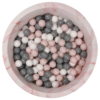 Larisa & Pumpkin Organic Cotton Pink Marble Ball Pit with 200 (Grey/Powder/White) Balls