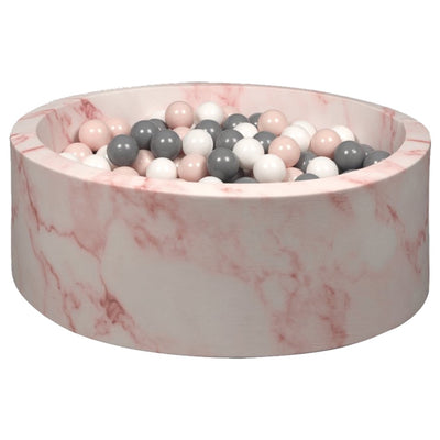 Larisa & Pumpkin Organic Cotton Pink Marble Ball Pit with 200 (Grey/Powder/White) Balls