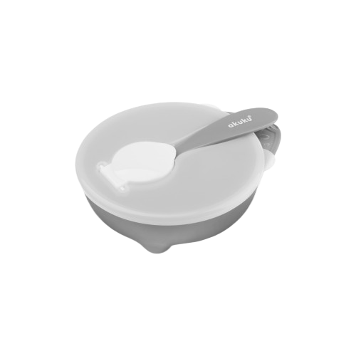 Akuku Bowl With Spoon White/Grey