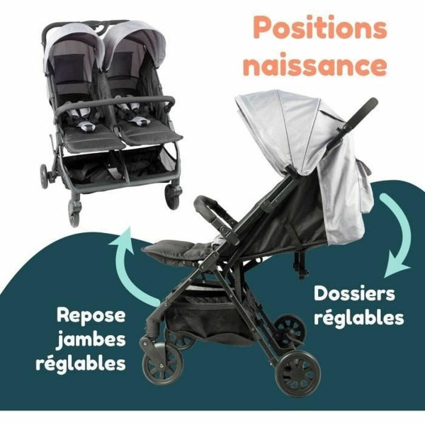 Ultra-Compact Side-by-Side Double Stroller