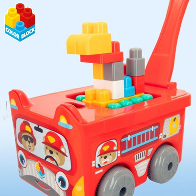 Fire Truck Suitcase With 30pcs Blocks