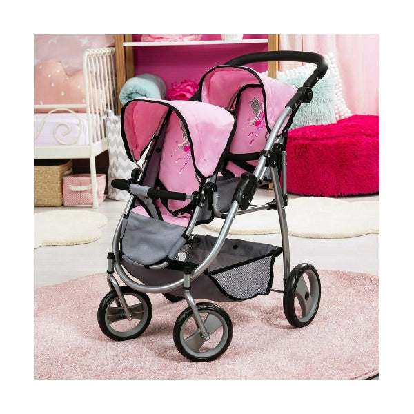 Bayer Twins Doll Stroller Pink Grey