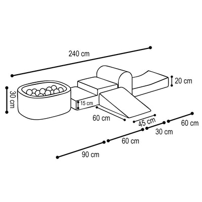 PLUSH Mini Playground +100 balls Premium Corduroy Beige/Grey/Pink/Green