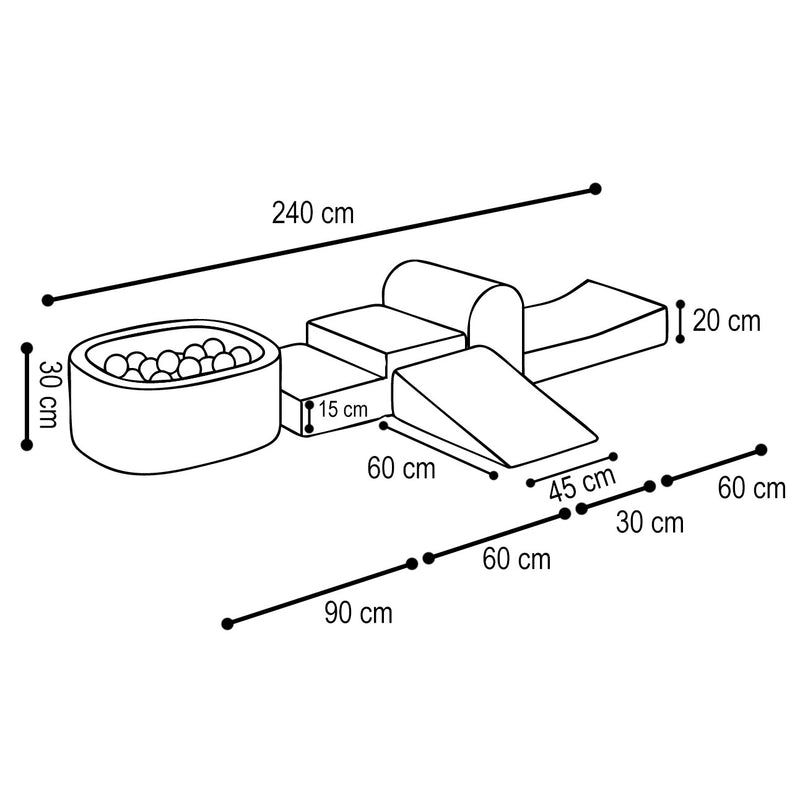 PLUSH Mini Playground +100 balls Premium Corduroy Beige/Grey/Pink/Green