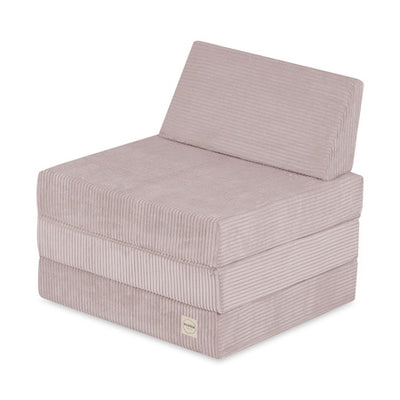 PLUSH Foldie Large Mattress With Headrest, Premium Corduroy Beige/Grey/Pink