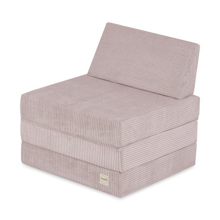 PLUSH Foldie Large Mattress With Headrest, Premium Corduroy Beige/Grey/Pink
