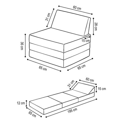 PLUSH Foldie Large Mattress With Headrest, Premium Corduroy Beige/Grey/Pink