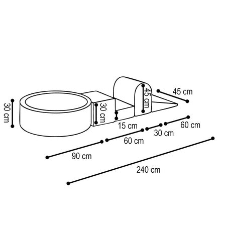 PLUSH Playground 3 Elements + Dry Pool 90x30 +200 Balls Premium Corduroy Beige/Grey/Green