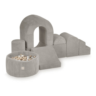 PLUSH Playground Castle With Pool + 150 balls Premium Corduroy Beige/Grey/Blue/Pink