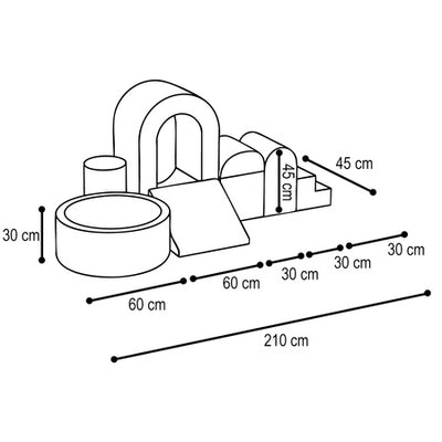 PLUSH Playground Castle With Pool + 150 balls Premium Corduroy Beige/Grey/Blue/Pink