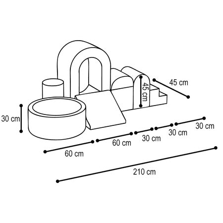 PLUSH Playground Castle With Pool + 150 balls Premium Corduroy Beige/Grey/Blue/Pink