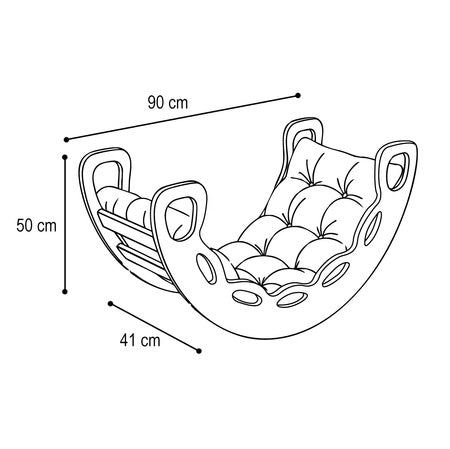 PLUSH Small Rocker 4-in-1 rocker + Climbing Wall/Slide + Cushion Light Gray