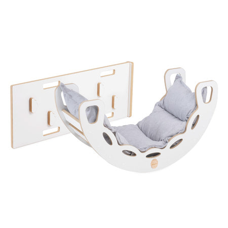 PLUSH Small Rocker 4-in-1 rocker + Climbing Wall/Slide + Cushion Light Gray