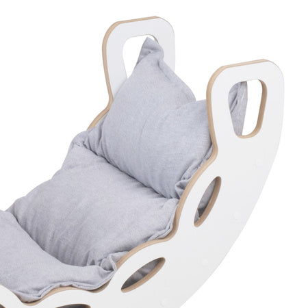 PLUSH Small Rocker 4-in-1 rocker + Climbing Wall/Slide + Cushion Light Gray