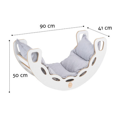 PLUSH Small Rocker 4-in-1 rocker + Climbing Wall/Slide + Cushion Light Gray